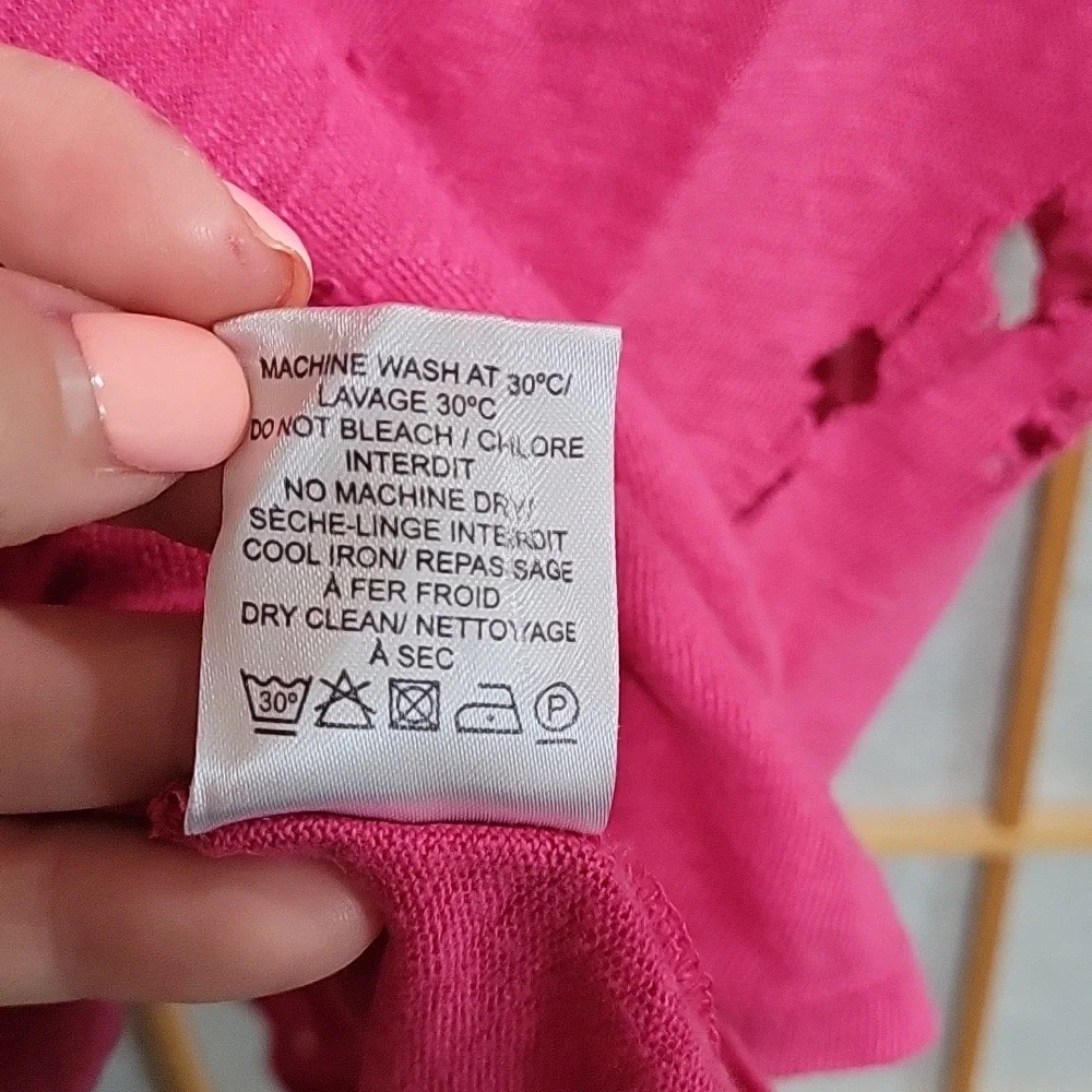 IRO pink 100% linen t-shirt with styled holes - Picture 6 of 10